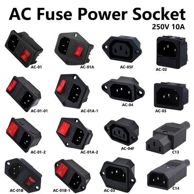 5 יחידות 3 פינים 10A 250V שקע למחשב שקע חשמלי מתג נדנדה LED כניסת פיוז מפליז מחבר תקע IEC320 C14