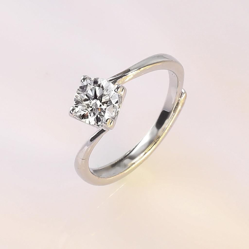 925 Sterling Silver Tiffany Style Twisted Arm Four Prong One Carat Cowl Head Simulated Moissanite Ring for Women Hot Selling Jewelry