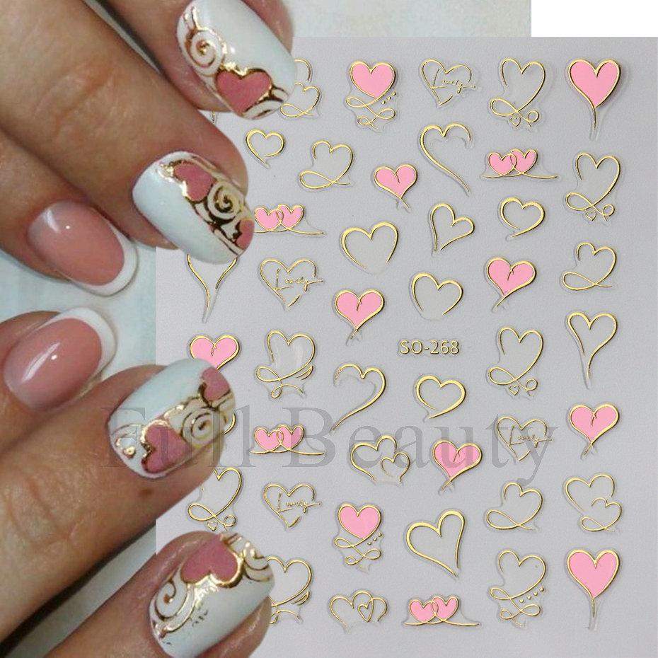 Nail Art Stickers Ins Romantic French Irregular Love Bronzing Hollow Love Adhesive Nail Stickers