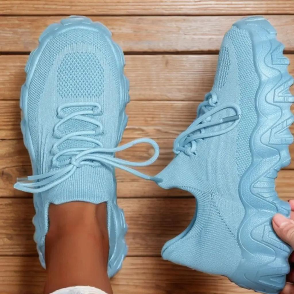 Dzianinowe Codzienne Trampki Modne Grube Buty Siatkowe Trampki na Platformie Oddychające Buty do Chodzenia Sportowe Buty z Grubą Podeszwą