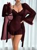 Women's lingerie nightgown sexy lace perspective seduction nightdress lace suspender set