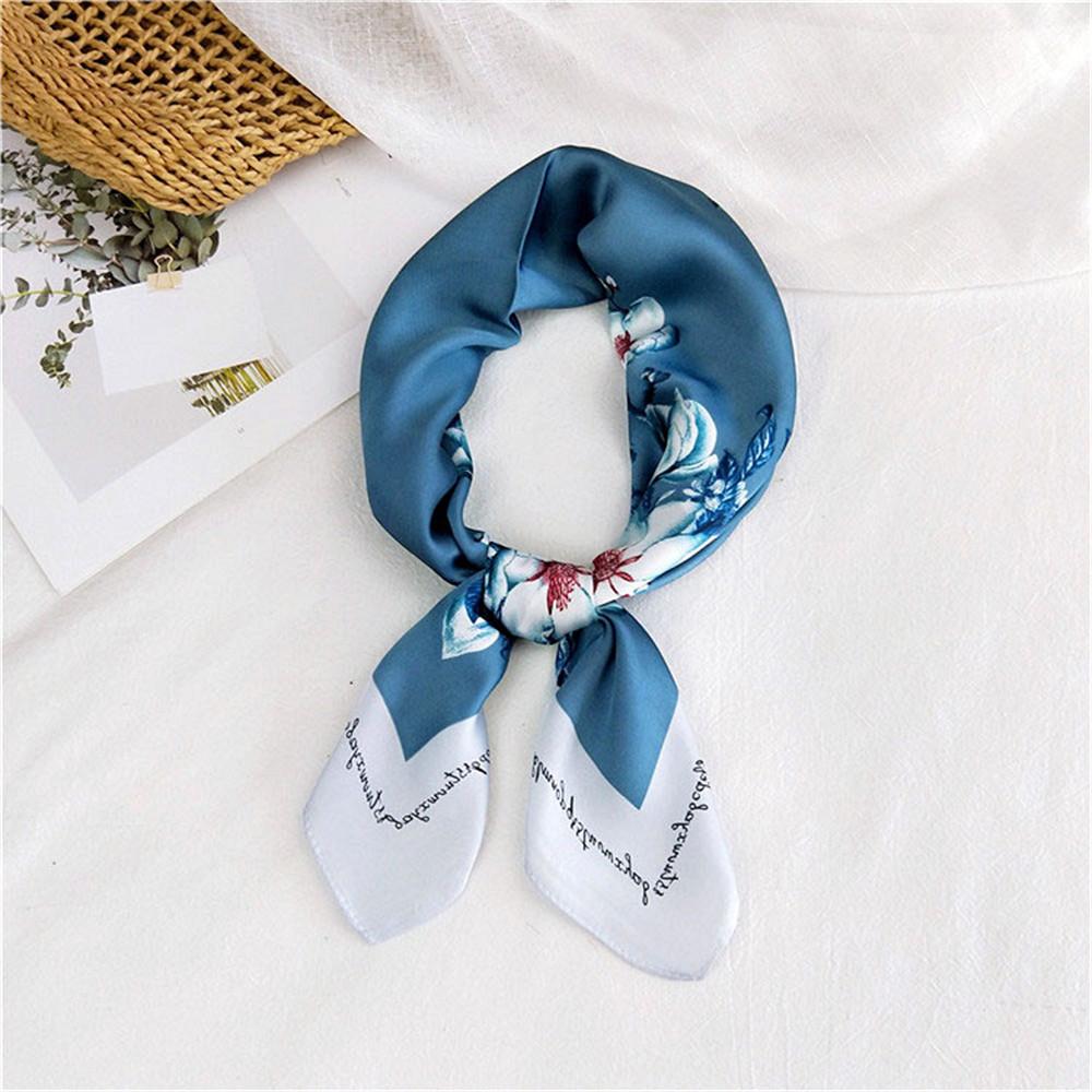 Floral Print Headkerchief Neck Scarves Women 70CM Square Headband Hijab Scarf For Ladies