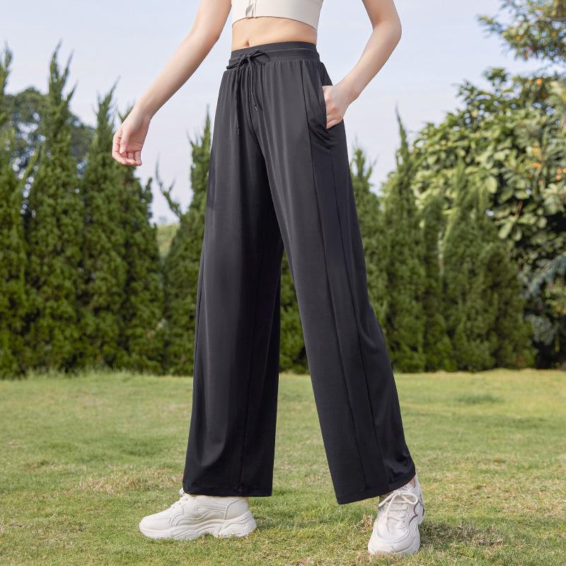 Plus Size Women's Sun Protection Nylon Draping Pants - Spring/Summer Casual Straight-Leg Slimming Wide-Leg Ice Silk.