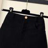 Plus Size Black Corduroy A-Line Midi Skirt for Autumn/Winter - Slimming, Versatile, and Bodycon Women's Clothing