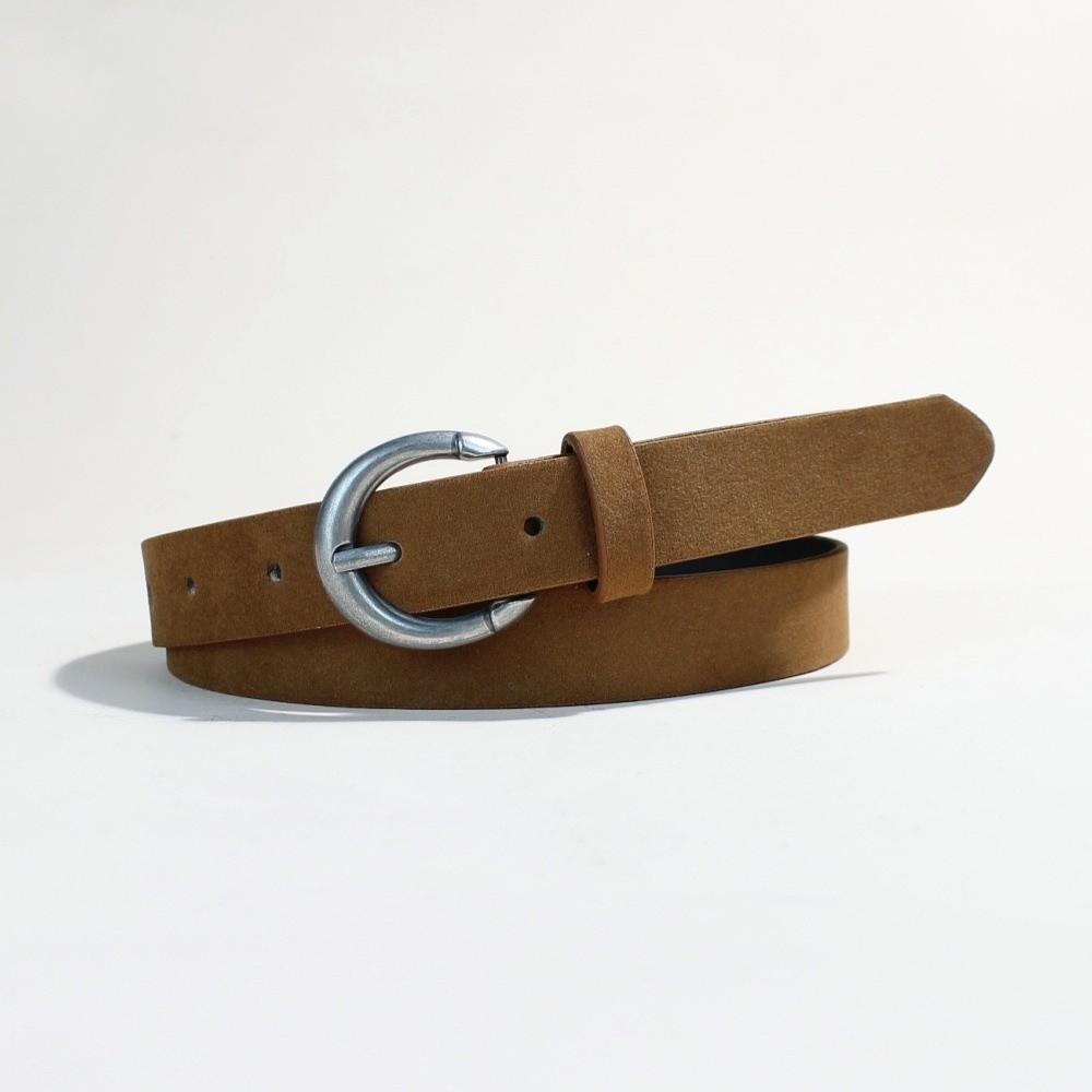 Luxury Design Suede Leather Belt Pin Buckle Vintage Women Waist Belt Versatile Retro Frosted Thin Waistband Jeans Decoration