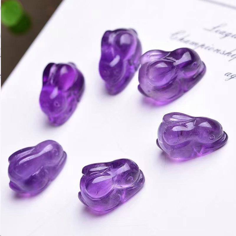 Amethyst Butterfly Flower Charm: Buddha, Nine-Tailed Fox, Cat, Rabbit, Crystal Bear Pendant
