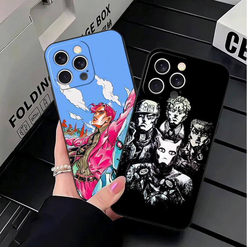 JoJo Adventure Killer Queen Soft Phone Case for iPhone 16 16E 17 Air 15 Pro Max 14 Plus 13 Mini 11 12 7 Black Cover Back Shell
