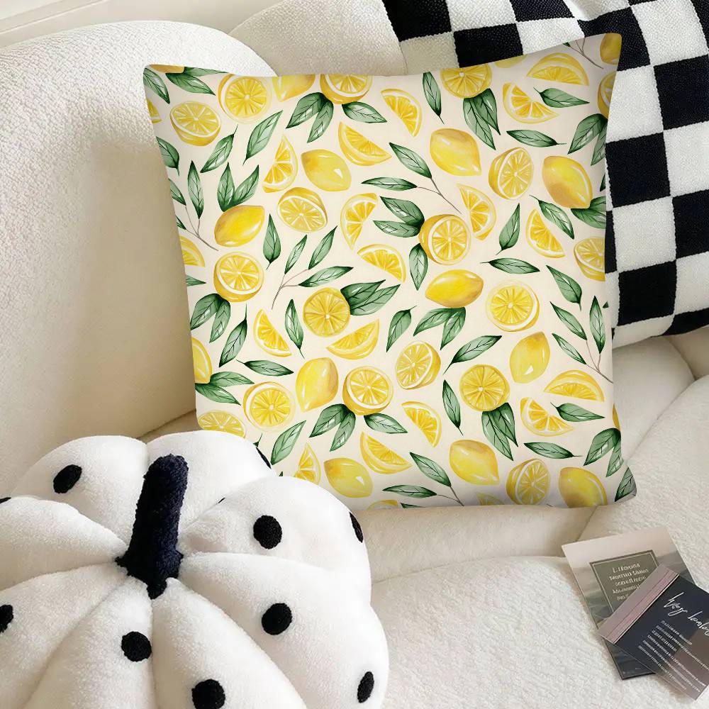 Lemon Pattern Pillow Case Fashion Square Pillowcase Bedroom Sofa Room Ins Decoration Leisure