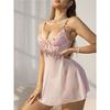 European and American new sexy pure desire mesh printing perspective lace deep V temptation suspender nightdress erotic underwear spot