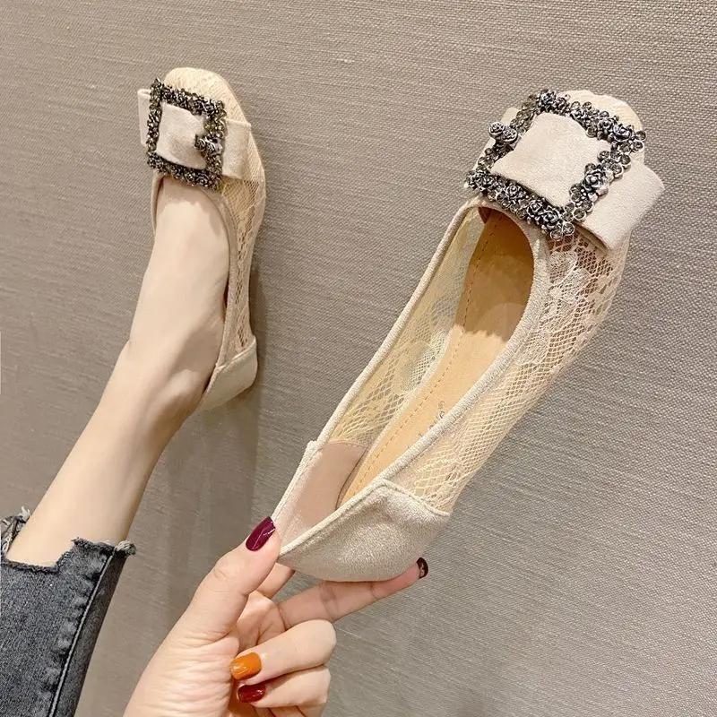 Fashion Chic and Elegant Hollow Summer Women's Flat Shoes 2025 Casual Cheap Liquidation High Quality Fashion 39 Popular Ladies Footwear