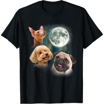 Funny Dog Shirt _ 3 Doggo Moon Doggie Lovers Howling Canine T-Shirt for Men Women Kids