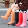 Women's Fashionable Non-Slip High-Top Rain Boots with Fleece Lining for Warmth