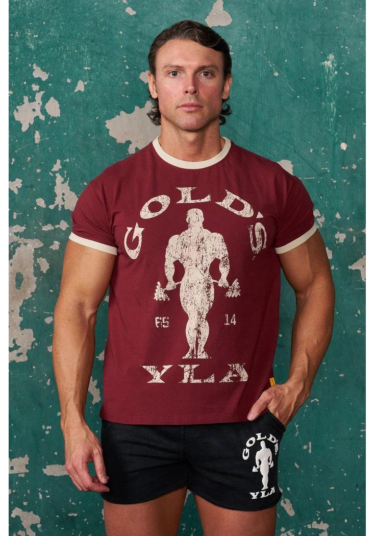 The BAY YoungLA x Gold's Gym Retro Korte Mouw Stretch T-shirt voor Mannen & Vrouwen