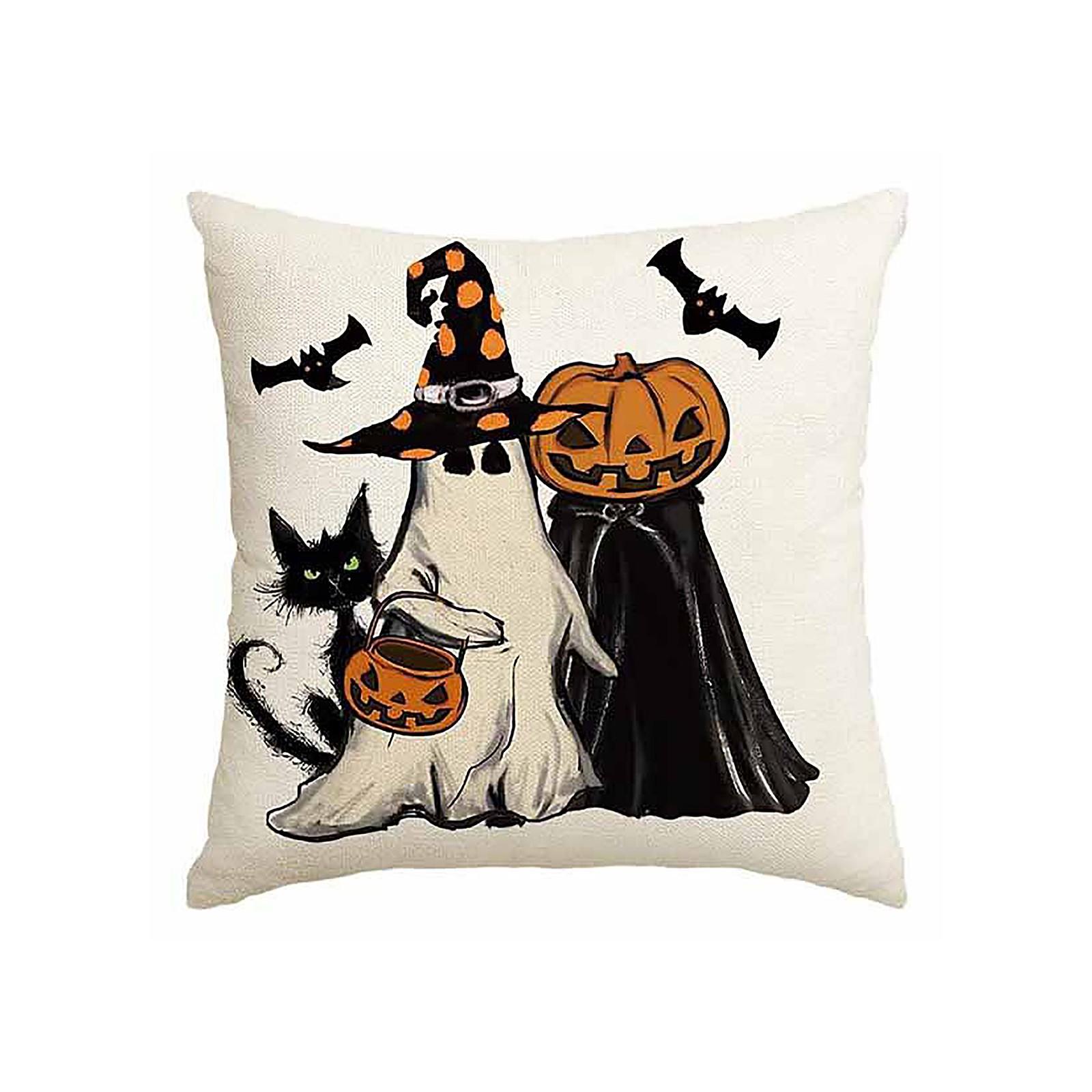 

Декоративная льняная наволочка на подушку на Хэллоуин с односторонним принтом (Вставка для подушки не входит в комплект) One Size