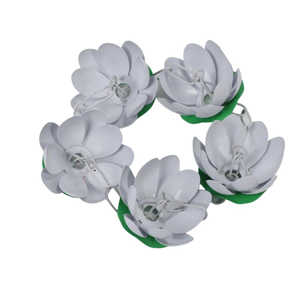 Sleufgoot Regenketting Buiten Dakgoot Regenwater Aluminium Opvanger met Haken 5 Bloemen voor Dakranden Wit 110cm