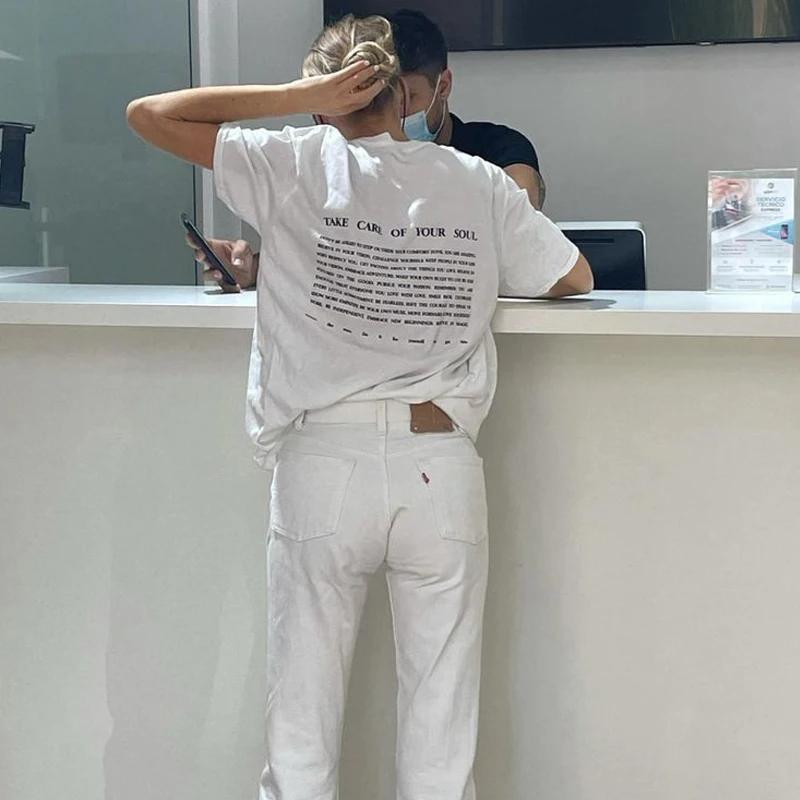 Take Care Of Your Soul Back Print T Shirt Women Cute Inspirational Positive TShirt Cotton Casual Streetwear Fashion Tees Tops