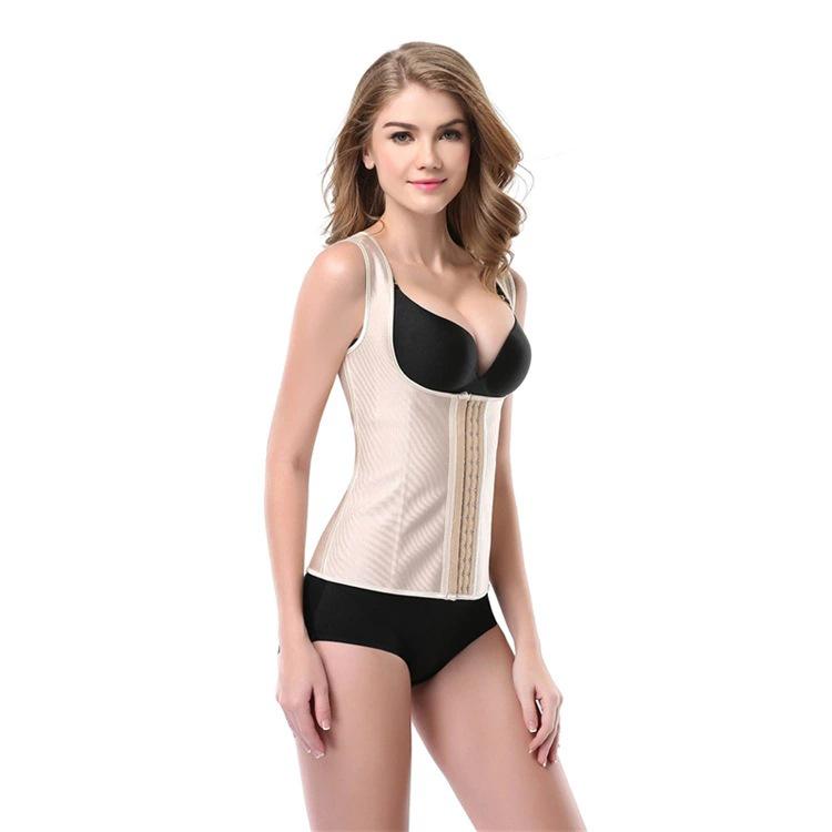 9 Steel Bones Wide Shoulder Latex Corset Body Shaper Vest
