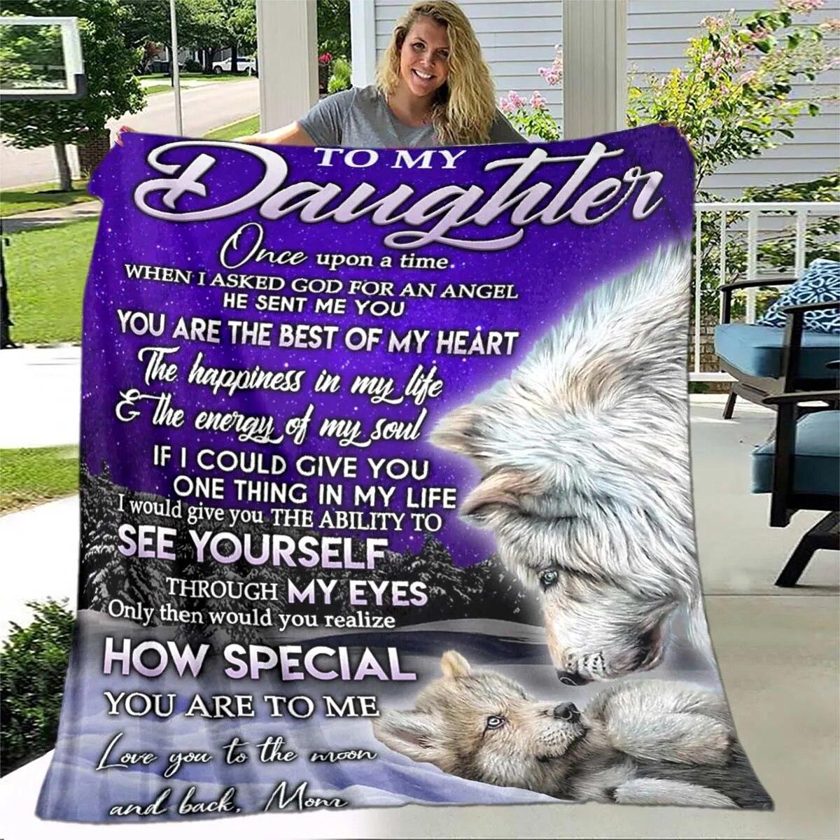 

Одеяло для моей дочери, одеяло-конверт, одеяло «Мать любит тебя, мое сердце», одеяло для тебя, подарок для дочери, одеяло 75x100cm (30x40inch)