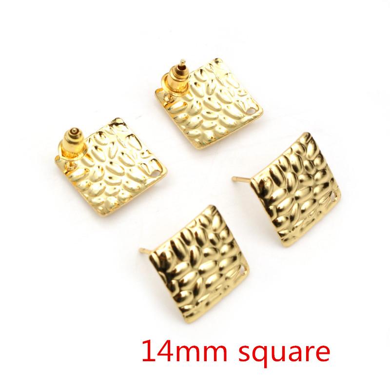20pcs 316 Stainless Steel Gold Color Geometric Earring Stud Earring Posts Connector For DIY Earrings Jewelry Making Supplies