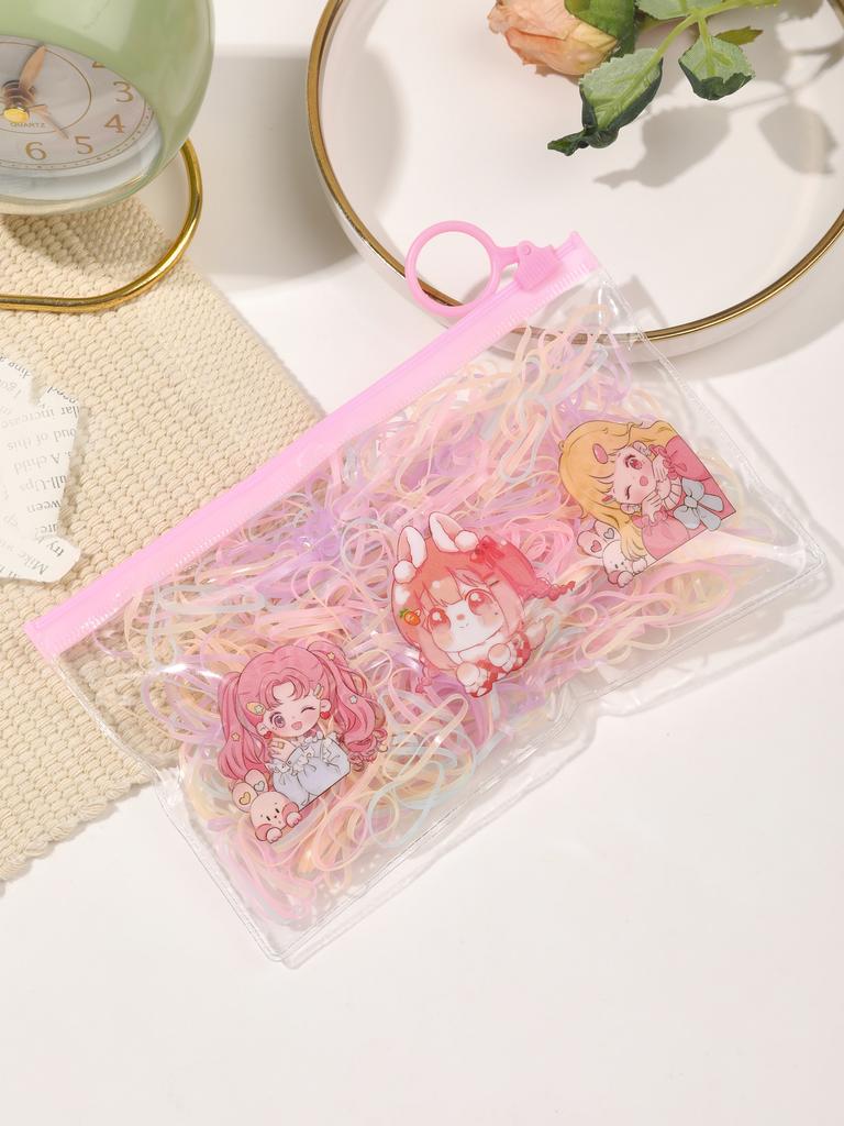 1 Package Girls Colourful Disposable Rubber Band Hair Ties Headband Children Ponytail Holder Bands Kids Hair Accessories