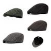 Beret Checkered Duckbill Retro Hat Vintage Men Woollen Cap Accessory Gift Adult