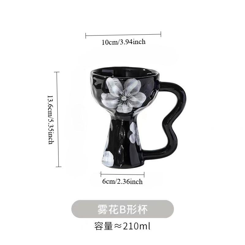 

High footed coffee cup, retro style ceramic mug, milk and juice cup, birthday gift mugs 210ml 201-300ml