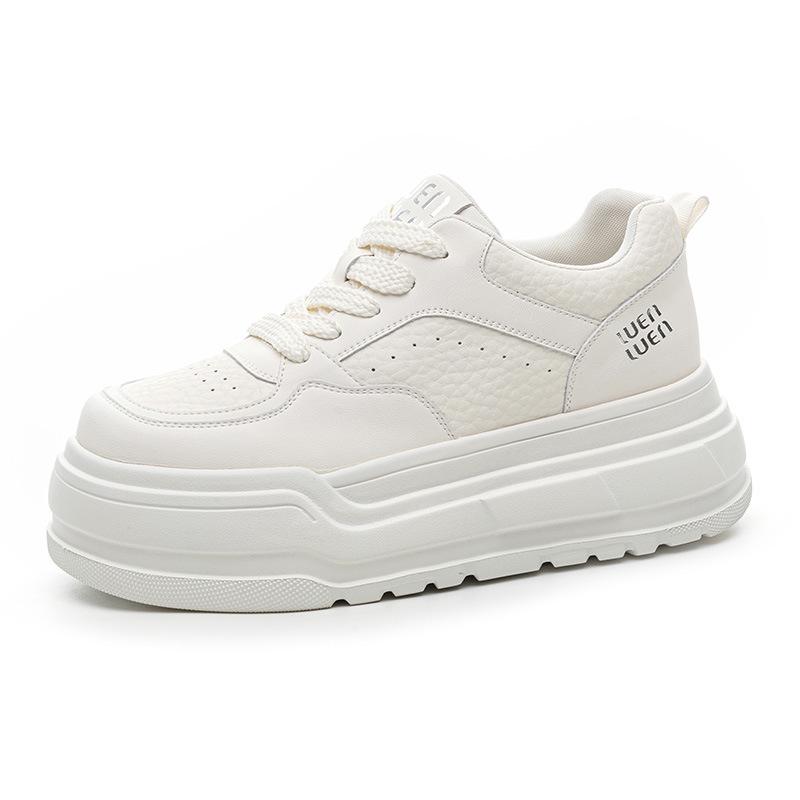 Foam Sole Leather Little White Shoes Women's Spring New Platform Sports Board Shoes Women's Casual Single Shoes Mesh Women's Shoes
