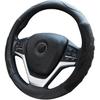 Alusbell Breathable Auto Car Steering Wheel Cover for Men and Women Microfiber Leather 15 Inches Black