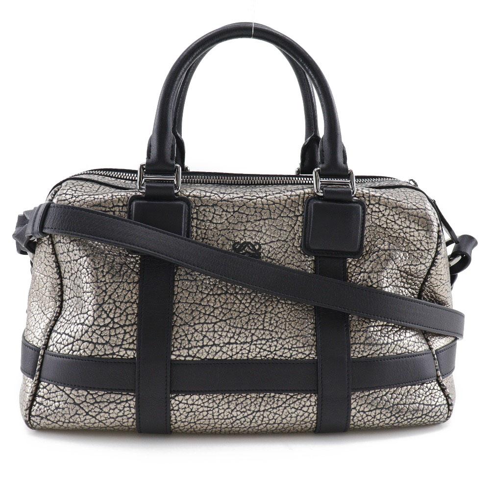 Loewe 2WAYShoulder Handbag Mini Boston Black / Silver Calfskin Women Used