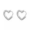 1 Pair Simple Design Silver Color Hollow Heart Hoop Earrings for Women New Brand Fashion Ear Cuff Piercing Vintage Earring Gift