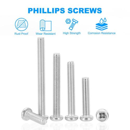 PATIKIL 60pcs M2.5-0.45 x 8mm Round Head Phillips Head Machine Screws, 304 Stainless Steel, 18-8 Full Thread, Pan Head Cross Recessed Drive Screws