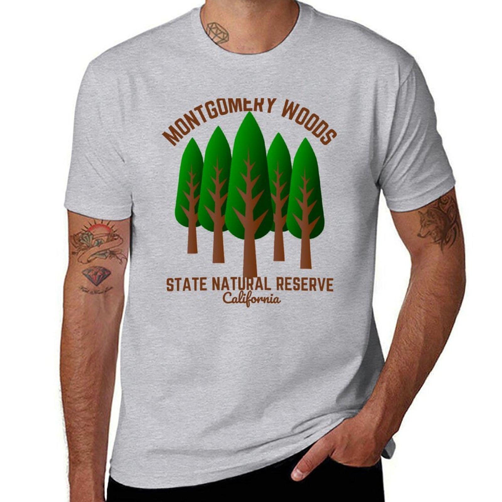 

Montgomery Woods State Natural Reserve Ukiah California Dark Brown Text Hiking Outdoors Tshirt blanks men graphic t shirts S