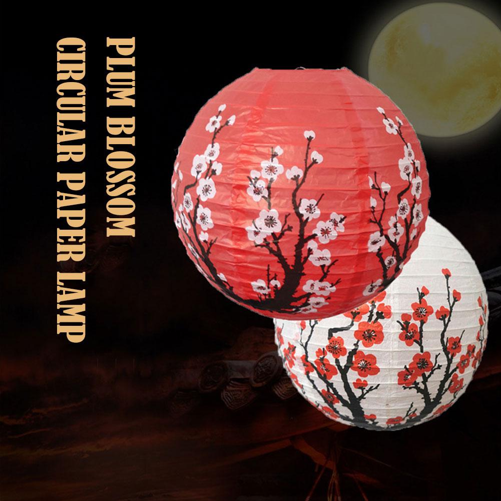 30cm Plum Blossom Round Paper Lantern Lamp Chinese Oriental Style Spring Festival Restaurant Wedding Home Decor Gifts