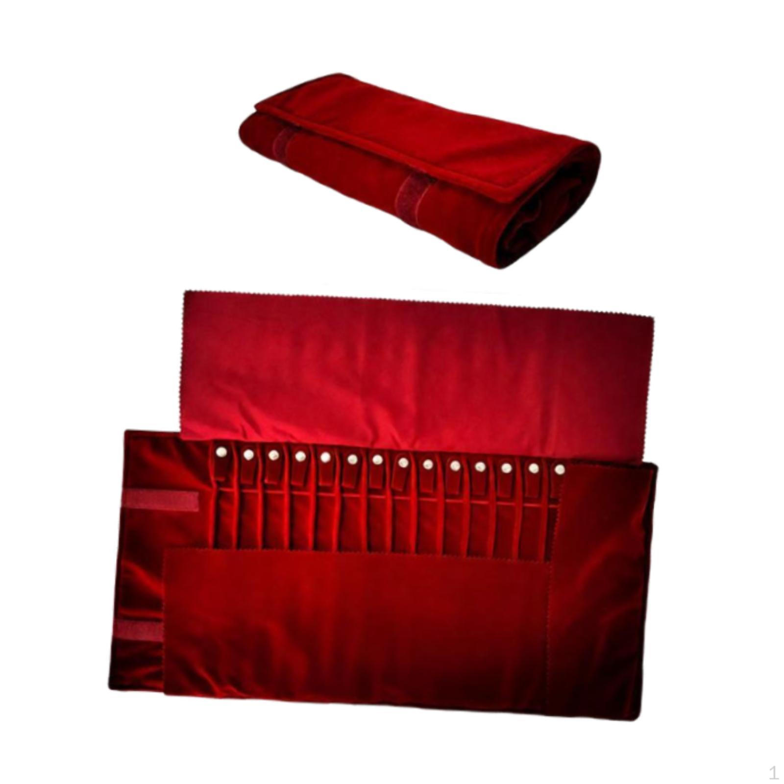 

Органайзер для украшений, сумка-сверток для хранения ожерелий, браслетов, вместительный дорожный чехол для красный