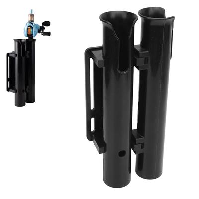 Fishing Rod Holder Bracket, Plastic Safety Fixing 2-Tube Fishing Rod Holder Rack, Portable Fishing Pole Holder, Tube Fishing Rod Pole Support for Moto