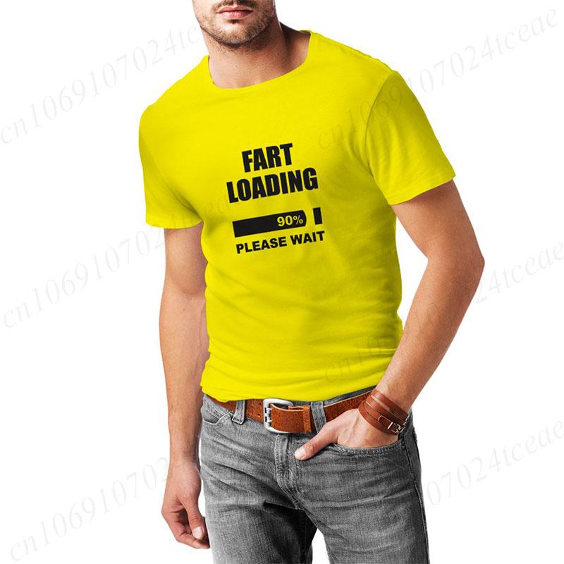 Men's T-shirt Fart Loading Please Wait Print Tshirts Dad Joker T-shirt Clothes Oversized Man Clothes Funny Gag Hilarious Gift