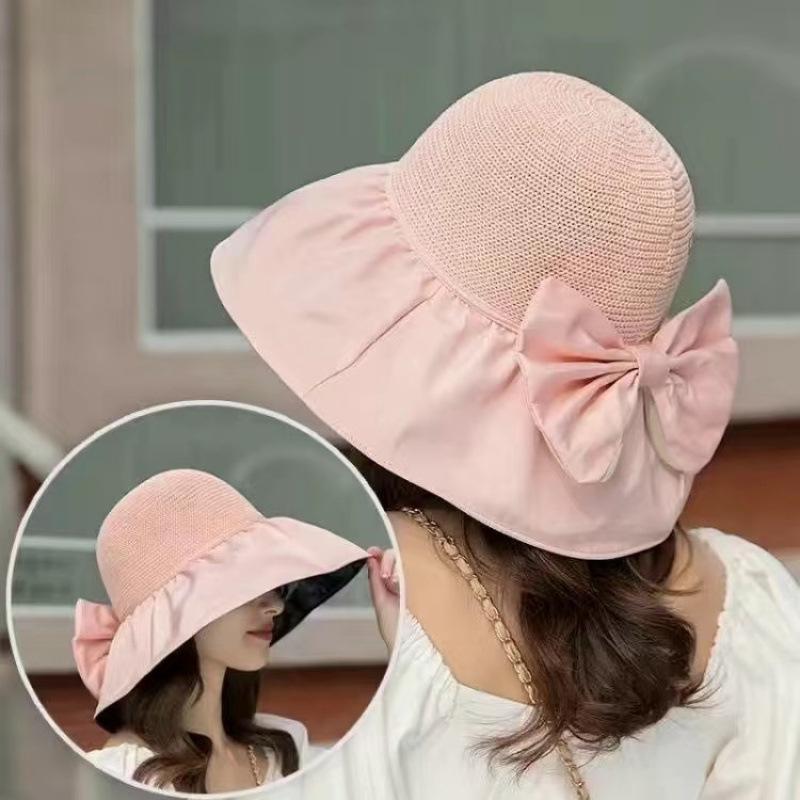 Sunshade Breathable Hat Women's Spring and Summer Outdoor Popular Sunscreen Versatile Sunshade Hat Basin Bow Fisherman's Hat