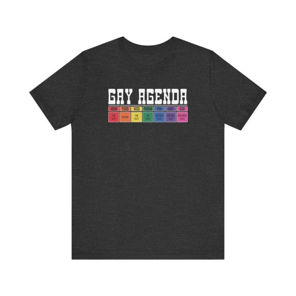 Gay Agenda TShirt Funny LGBTQ Week Planner Shirt Creative Pattern Print Design Unisex Short Sleeve Men Women Crewneck Tee Tops