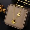 Elegant Colorfast 18K Rose Gold Necklace with Swan & Four-Leaf Clover Charm