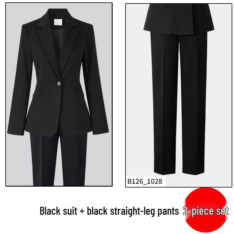 Women's 2025 New Style Dark Blue Padded Professional Suit Set