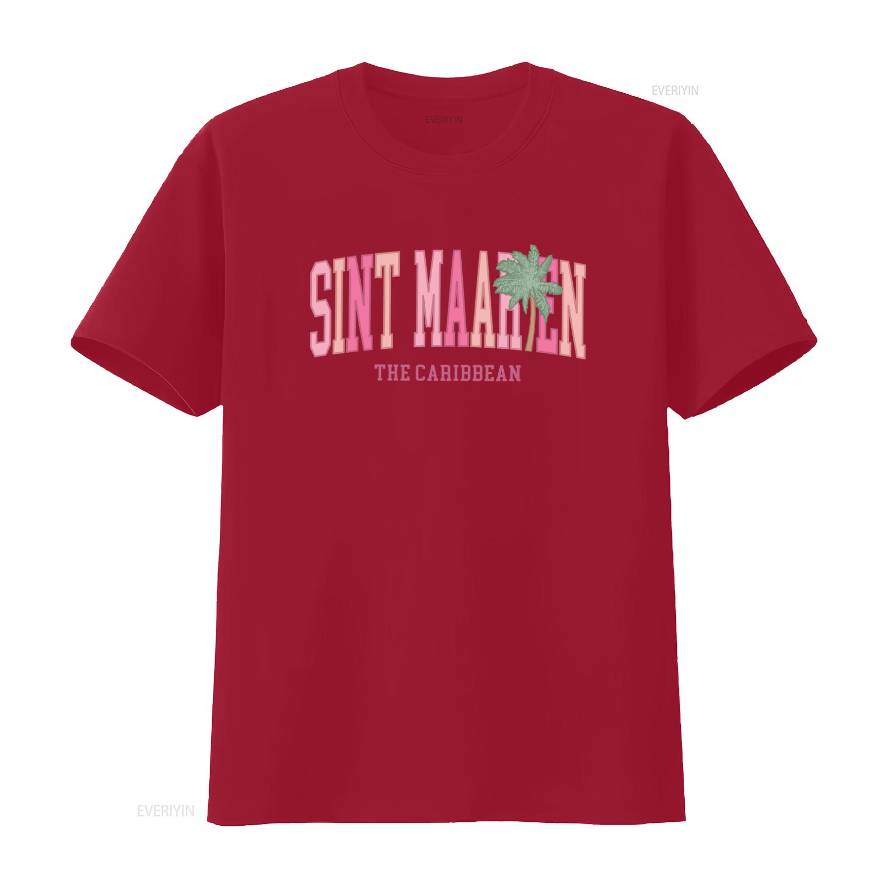 Sint Maarten T Shirt Vacation Summer Trip Crewneck Caribbean Print vintage Washed streetwear designer clothes Soft Stylish S