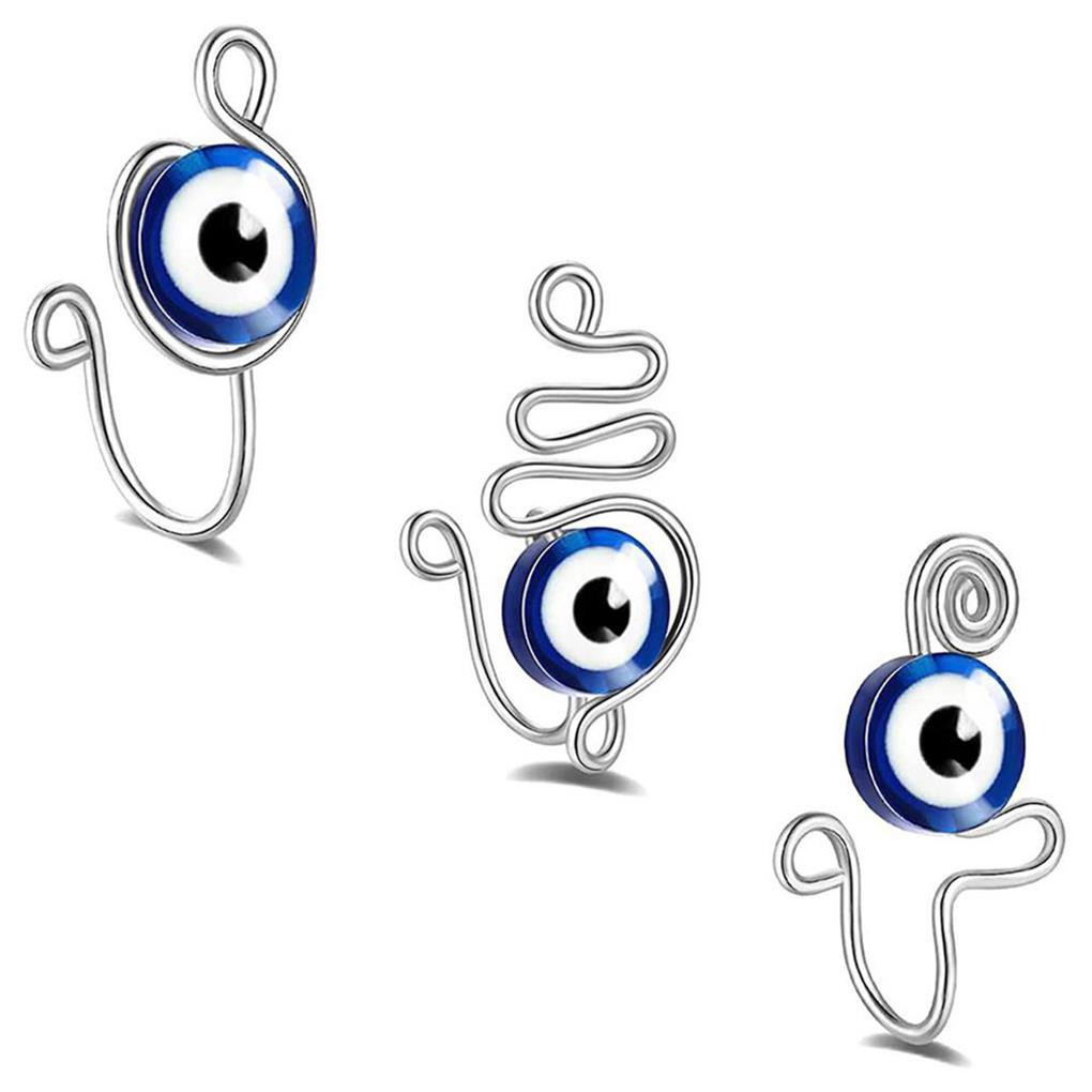 3Pcs Eye Nose Cuff Wear-resistant Fake Nose Rings Non-Piercing Clip for Men