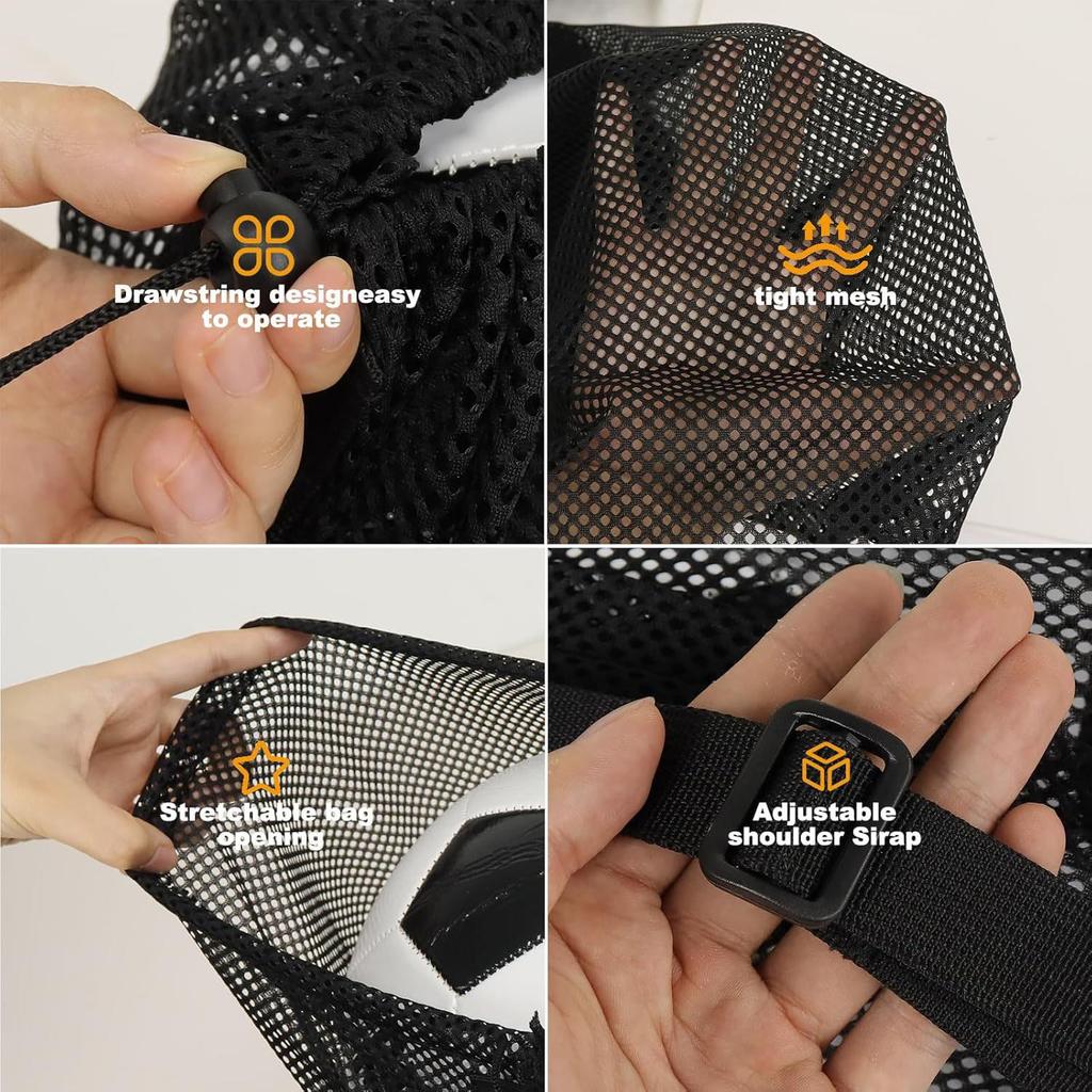 Outdoor Sports Ball Storage Bag - Double Shoulder Drawstring Mesh for Basketball, Football, Volleyball
