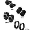 4 Paar Herren Damen Schwarz Edelstahl Ohrstecker Runde Hantel Ohrstecker Set