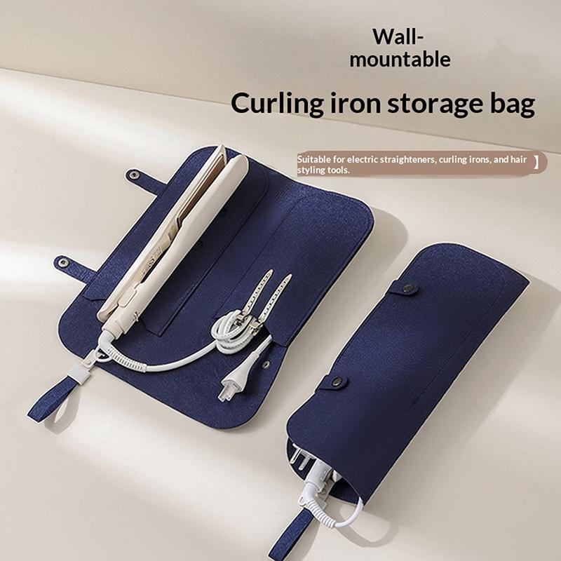 Hair Curling Iron Storage Bag Travel Felt Hair Straightener Storage Bag Flat Iron Organizer Pouch Curling Iron Insulation Mat