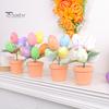 Bonsai z velikonočních vajíček Barevná simulovaná rostlina velikonoční vajíčka v květináči DIY pěnová zajíčková vajíčka pro domácí párty dekorace