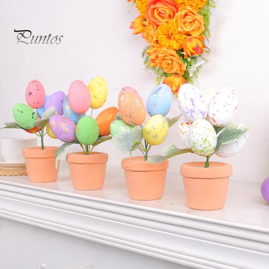 Osterei-Bonsai, bunt, simuliertes Osterei, Topfpflanze, DIY-Schaum-Hasen-Eier für Zuhause, Party-Dekoration