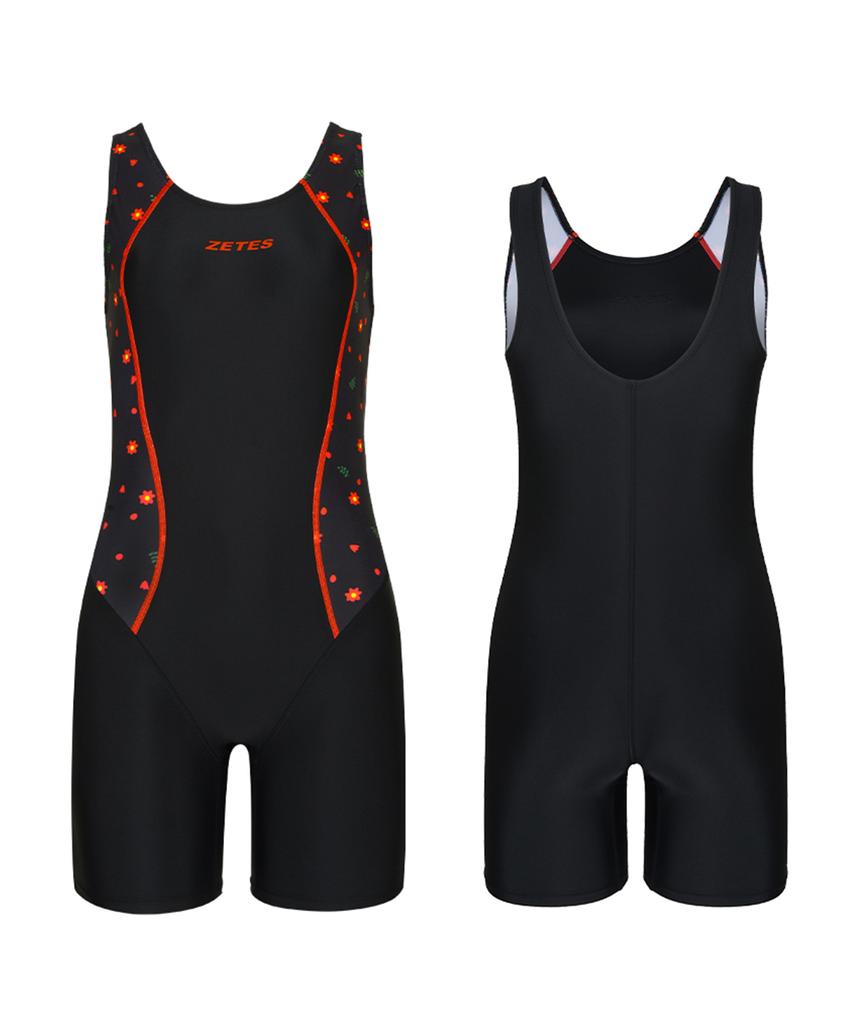 Jeteseu Women'S Aqua Plus 3/4 U-Back Indoor Swimsuit Christmas Black L4A5253