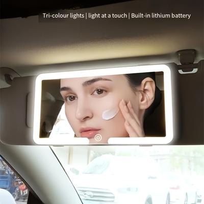 Auto-Sonnenblendenspiegel mit LED-Leuchten, HD-Kosmetikspiegel mit Touch-Steuerung, 3 Lichtmodi, wiederaufladbar