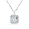925 Sterling Silver Square Pendant, European and American Style Square Diamond Zircon Necklace, High Sense Women's Collarbone Chain Ins